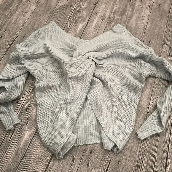 5🌟Sunny Day Sexy Grey Long Sleeve Cozy Sweater - Picture 7 of 8